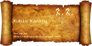 Kubis Károly névjegykártya